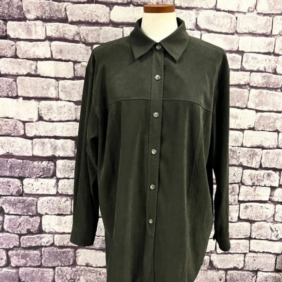 Talbots Tops - Talbots Green Stretch Long Sleeve Button Down Blouse Size 1X